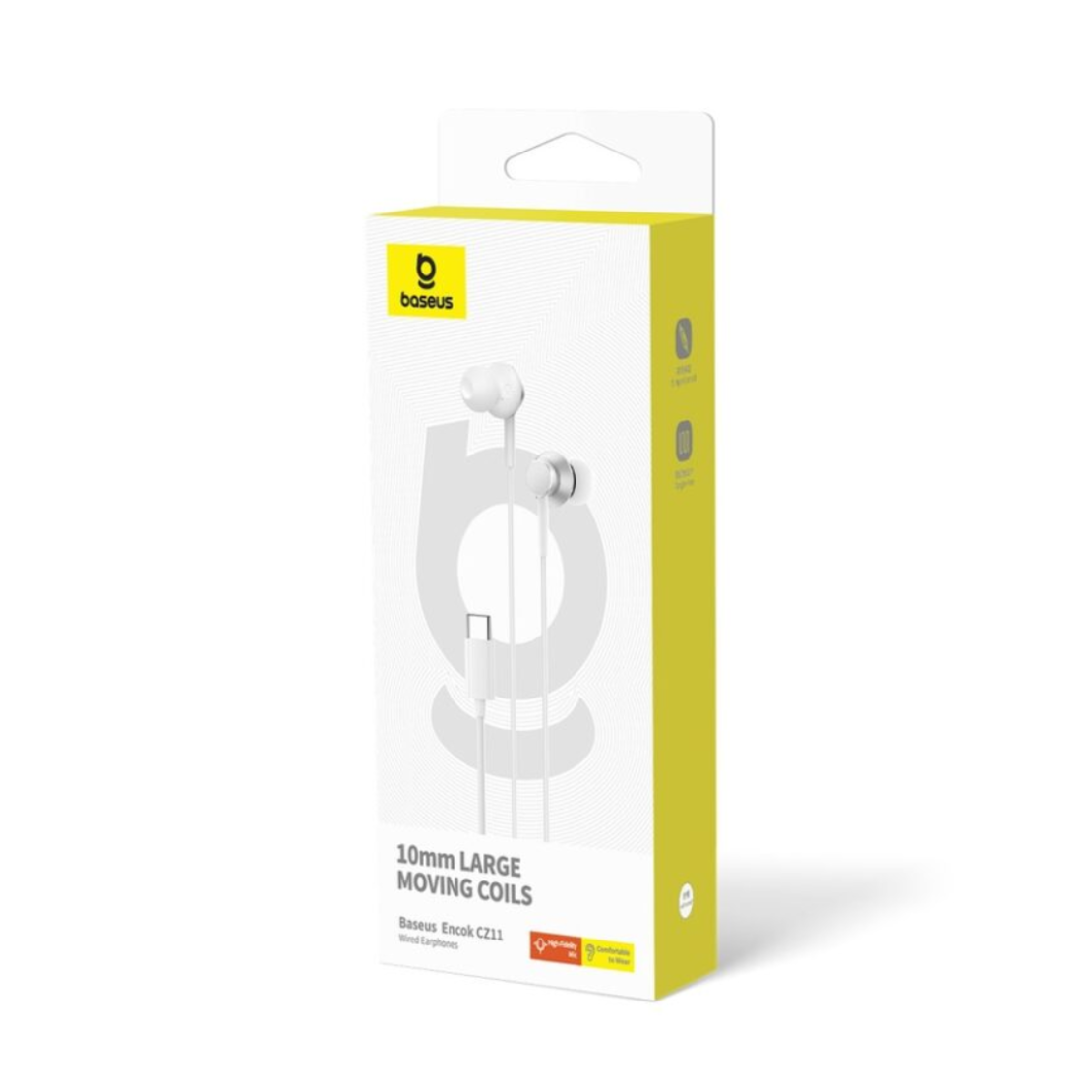 אוזניות חוטיות עם חיבור TYPE-C בזוס Baseus Encok CZ11 לבן - יבואן רשמי!
