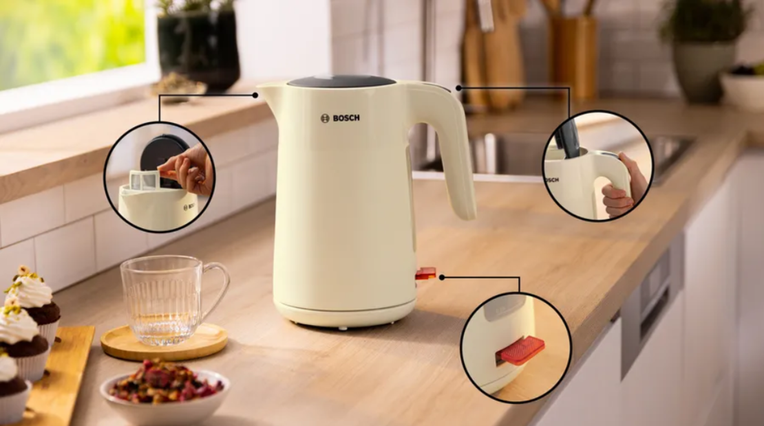 קומקום חשמלי 2400W בוש BOSCH MyMoment TWK2M167 - צבע בז' יבואן רשמי