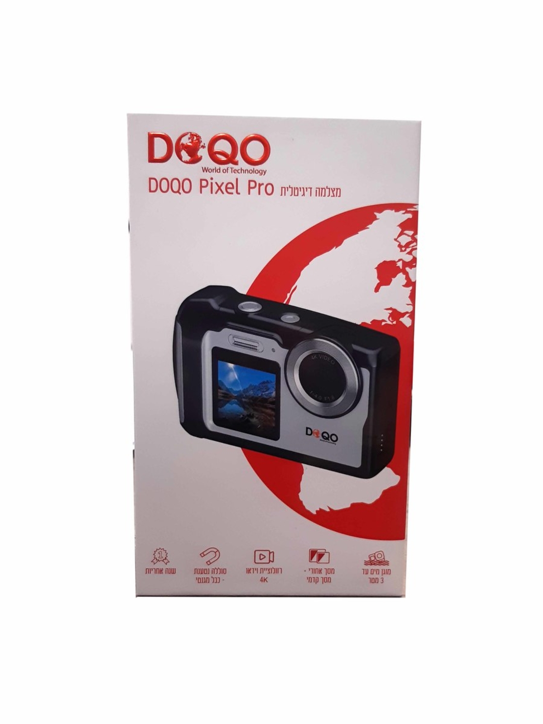 מצלמה דיגיטלית עם מסך קדמי מוגנת למים דוקו DOQO PIXEL PRO