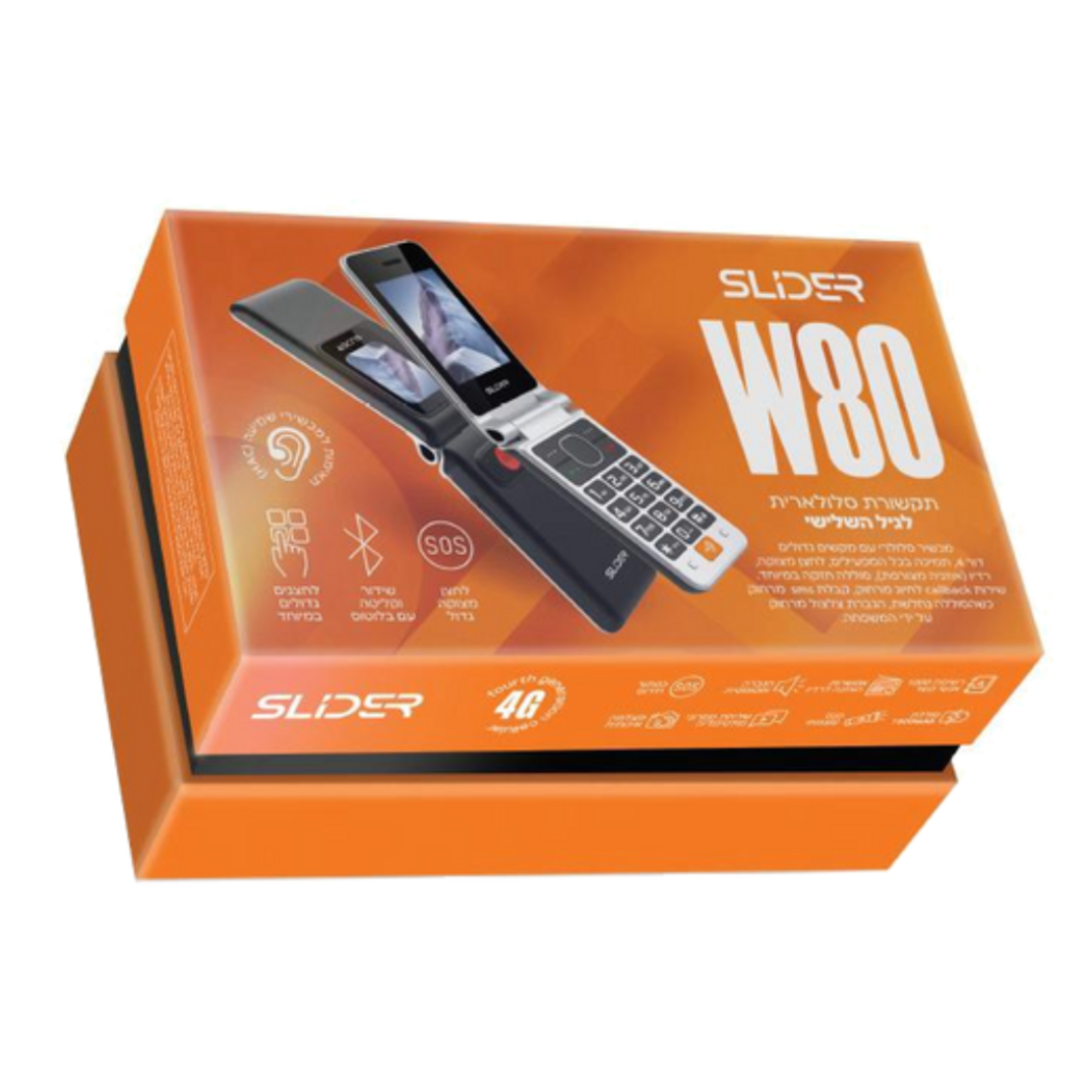 טלפון סלולרי למבוגרים סליידר SLIDER W80 4G - צבע זהב - שנה אחריות יבואן רשמי
