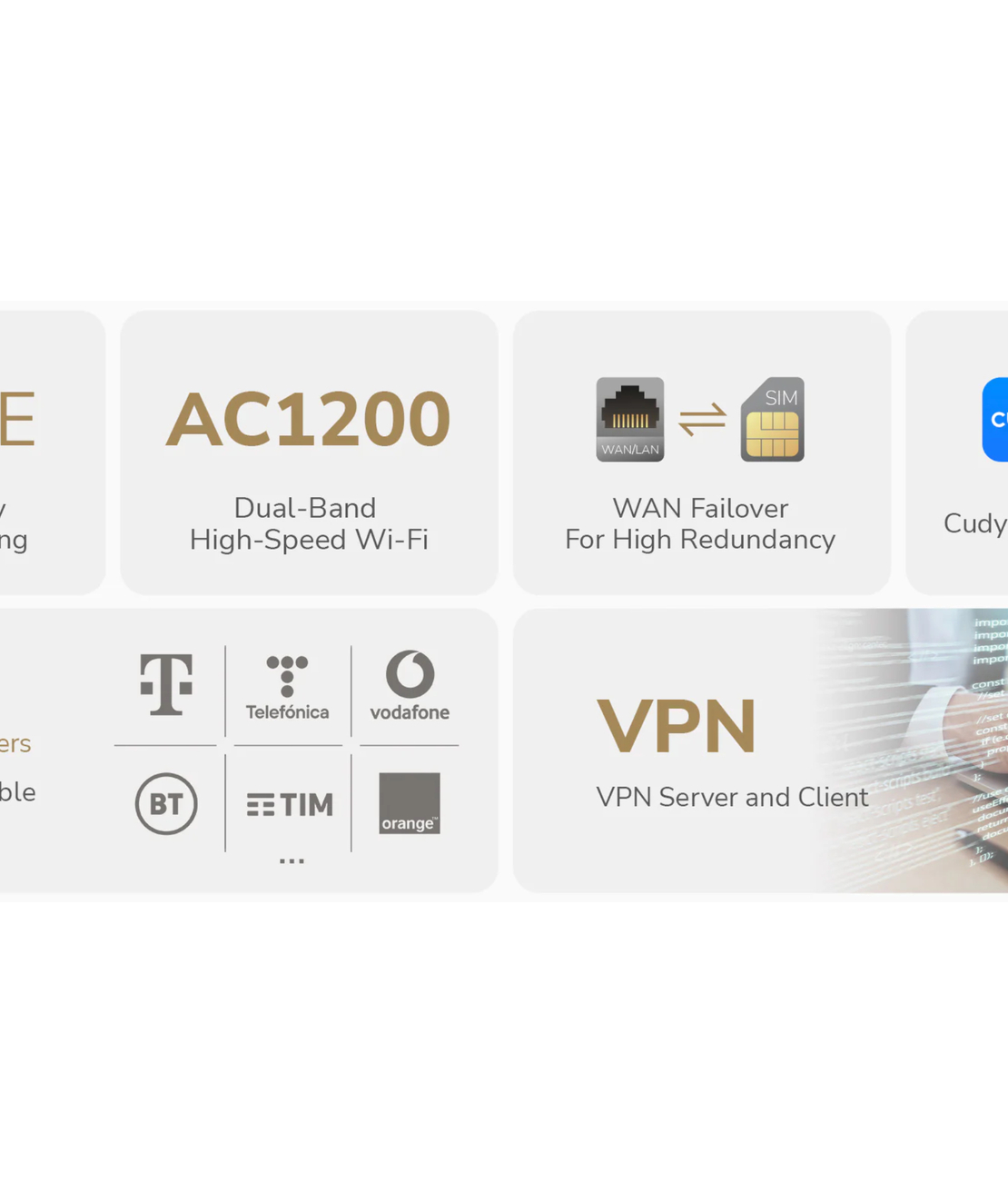 ראוטר נתב סלולרי קודי Cudy 4G LTE AC1200 Dual-Band Wi-Fi LT500
