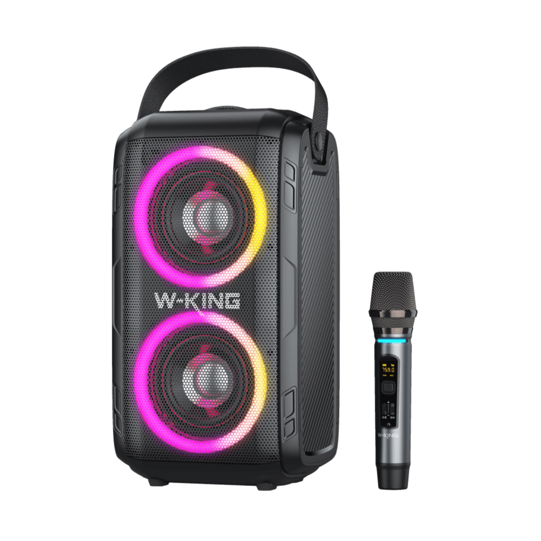 בידורית קריוקי 80W עם מיקרופון אלחוטי נטען W-KING T9 - יבואן רשמי