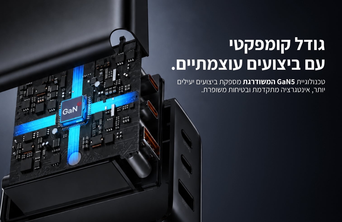 מטען קיר מהיר 65W עם 2 חיבורי USB-C וחיבור USB-A בזוס Baseus Cube Pro 3 Ports Fast Charger 2C+U 65W - יבואן רשמי - צבע לבן