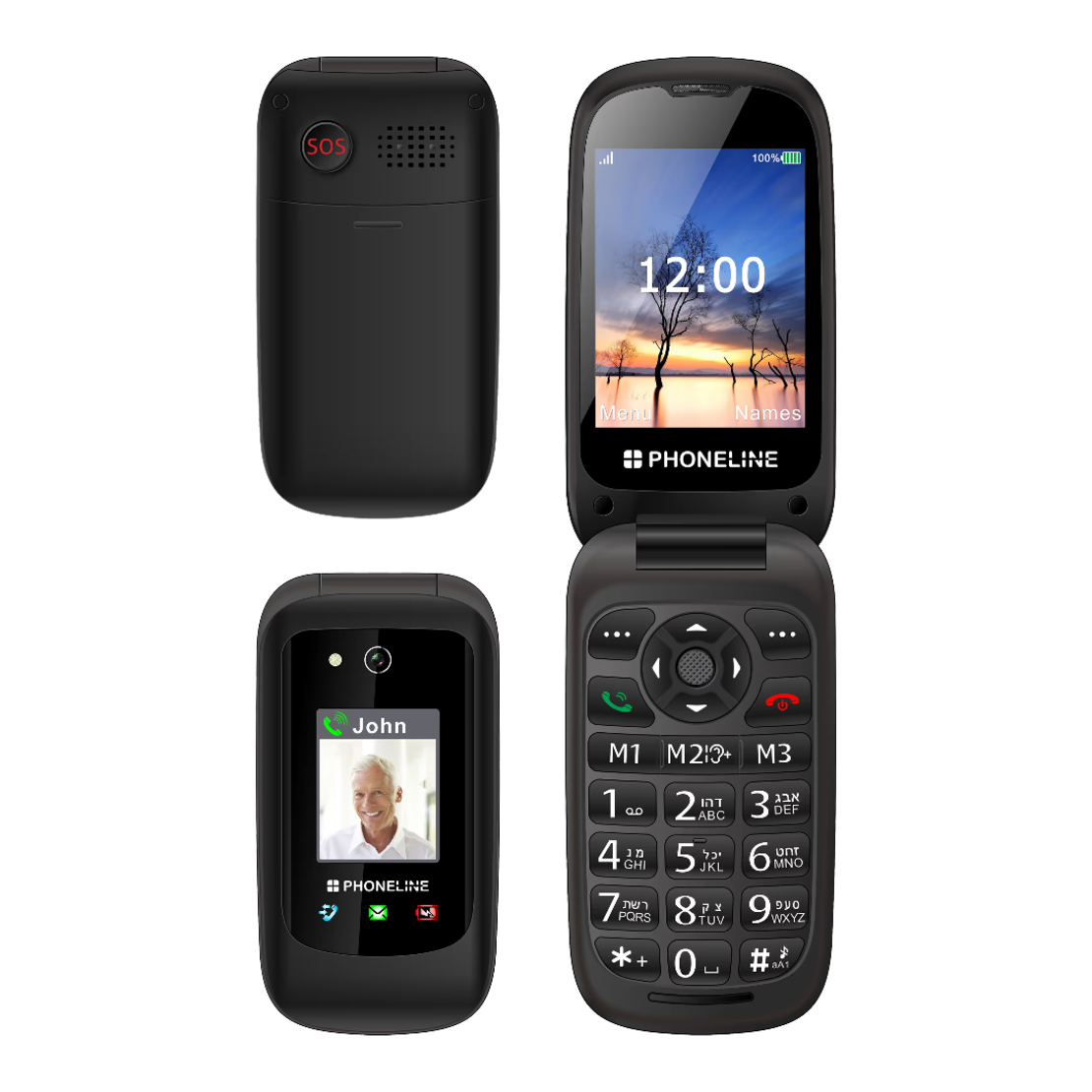 טלפון סלולרי מתקפל למבוגרים פון ליין PhoneLine F33 4G - שנתיים אחריות יבואן רשמי!