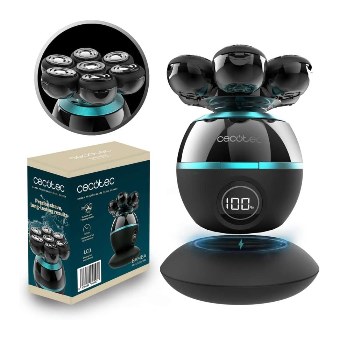 מכונת גילוח לראש לקרחת עם 7 סכינים Cecotec Bamba Precision Care Skull Shaver