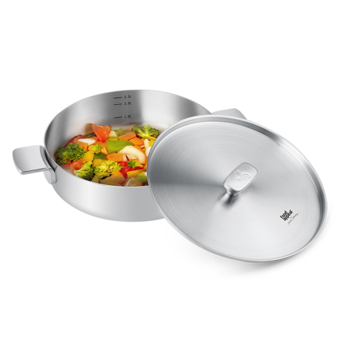 סיר סוטאז' יציקת נירוסטה 3PLY מכסה נירוסטה קוטר 28 ס