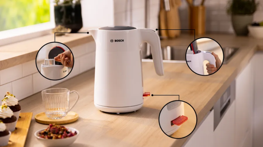 קומקום חשמלי 2400W בוש BOSCH MyMoment TWK2M161 - צבע לבן יבואן רשמי