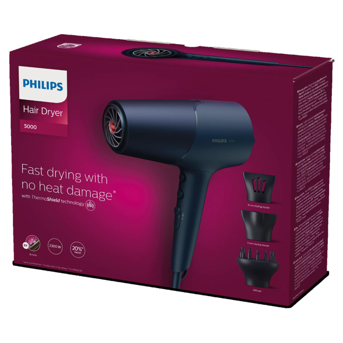 מייבש שיער 2300W פיליפס PHILIPS Hair Dryer Series 5000 BHD510/20 - שנתיים אחריות יבואן רשמי