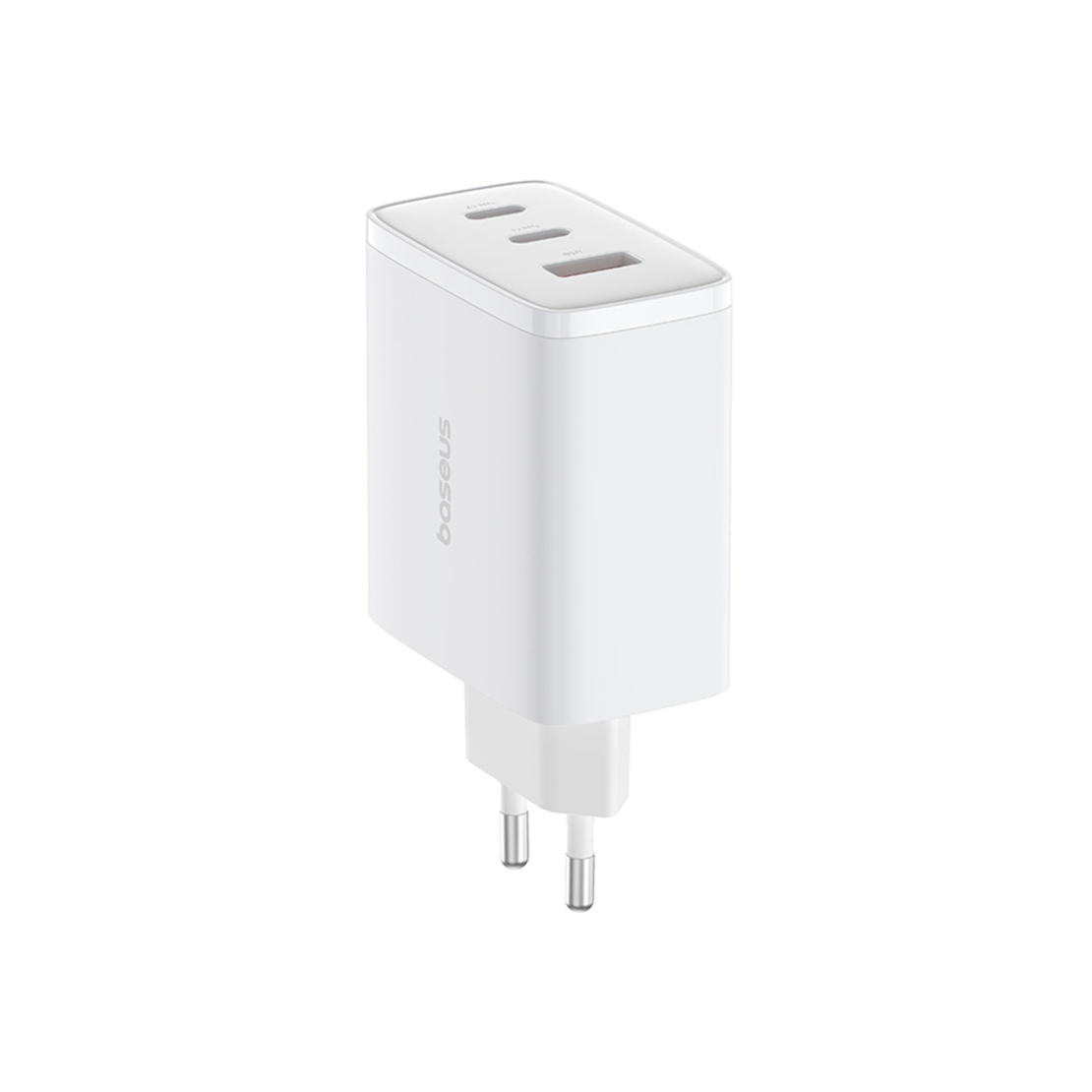 מטען קיר מהיר 65W עם 2 חיבורי USB-C וחיבור USB-A בזוס Baseus Cube Pro 3 Ports Fast Charger 2C+U 65W - יבואן רשמי - צבע לבן