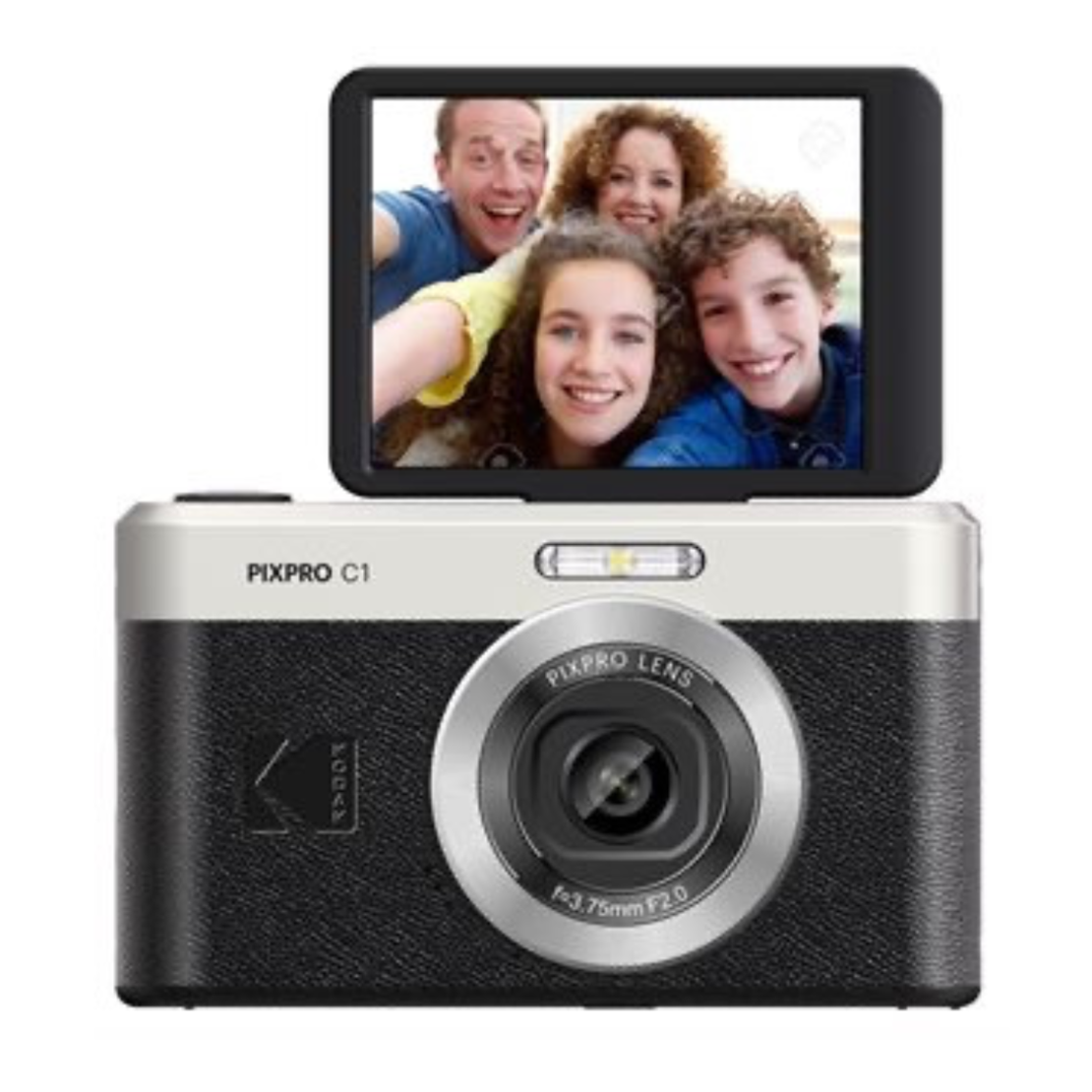 מצלמה דיגיטלית נטענת עם מסך מתהפך קודאק Kodak PIXPRO C1 - כולל כרטיס זיכרון וקורא כרטיס -  צבע שחור