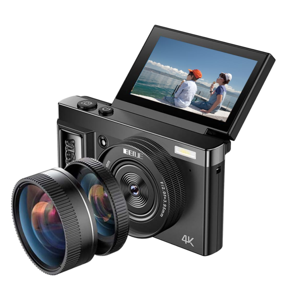 מצלמה דיגיטלית 64MP עם מסך מתהפך פלאש פרו פקס FLASH Pro Max - כשר ללא WiFi - תפריט בעברית - יבואן רשמי - צבע שחור