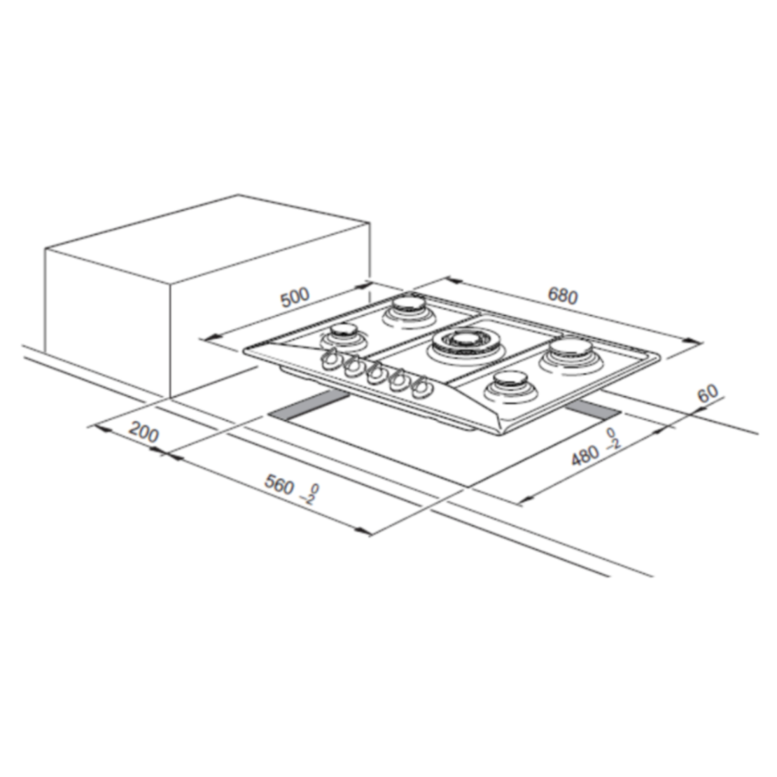 כיריים גז 5 להבות 70 ס