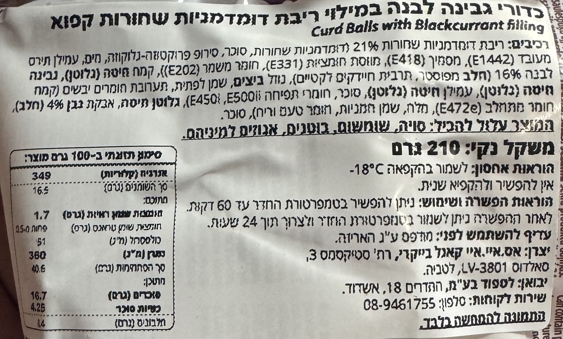 כדורי גבינה לבנה במילוי ריבת דומדמניות שחורות