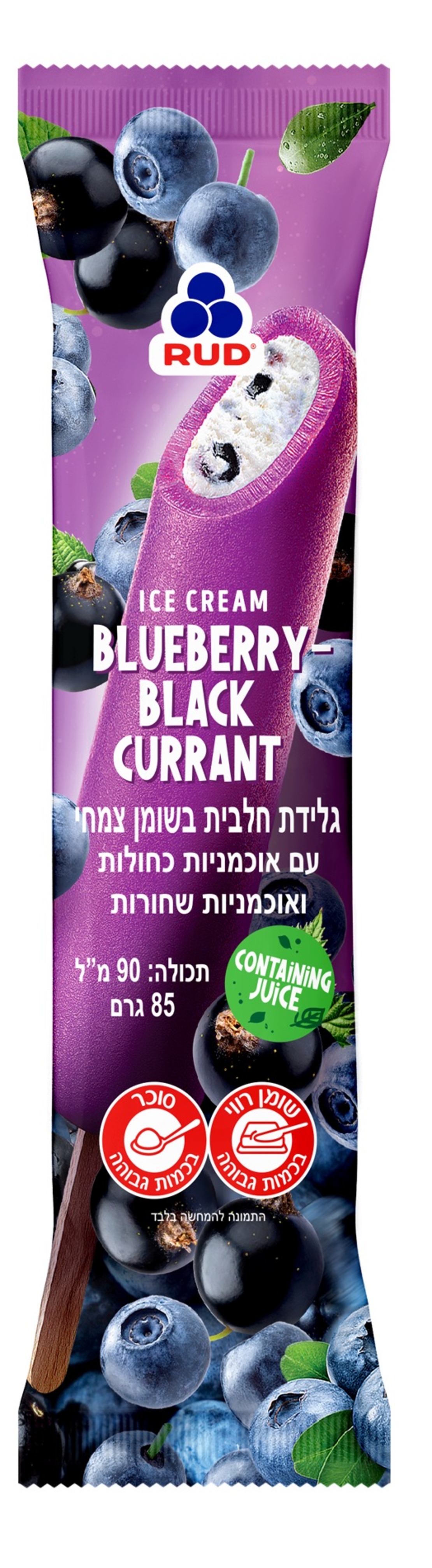 גלידת חלבית עם אוכמניות כחולות ושחורות
