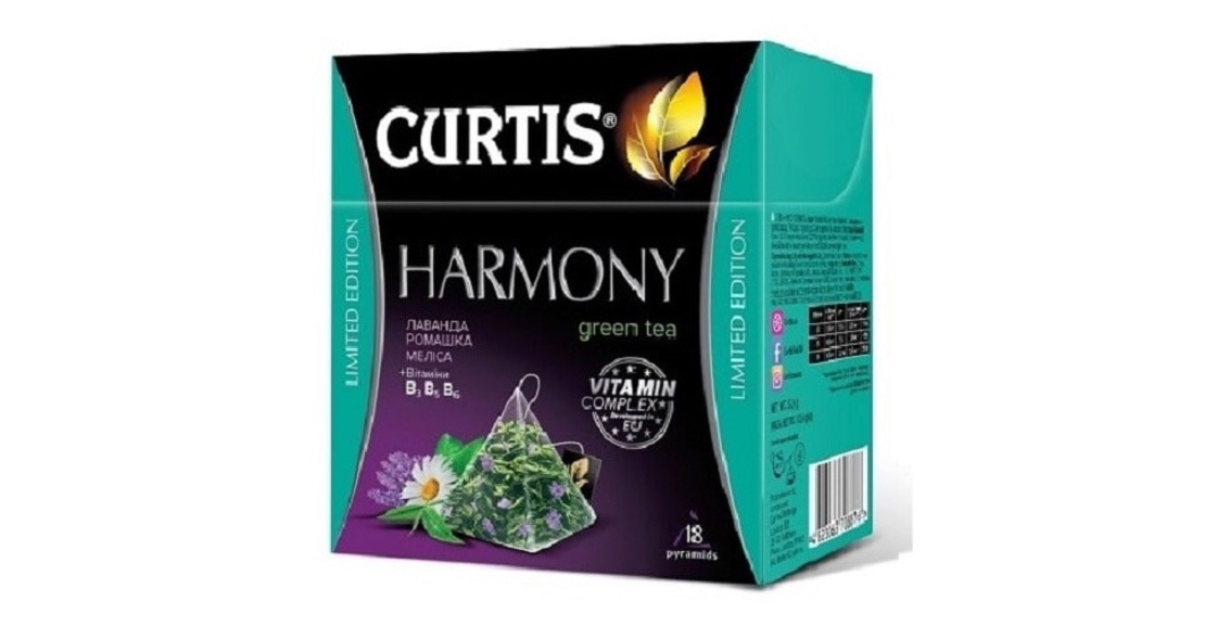 Curtis harmony зелёный чай 18 пирамидок