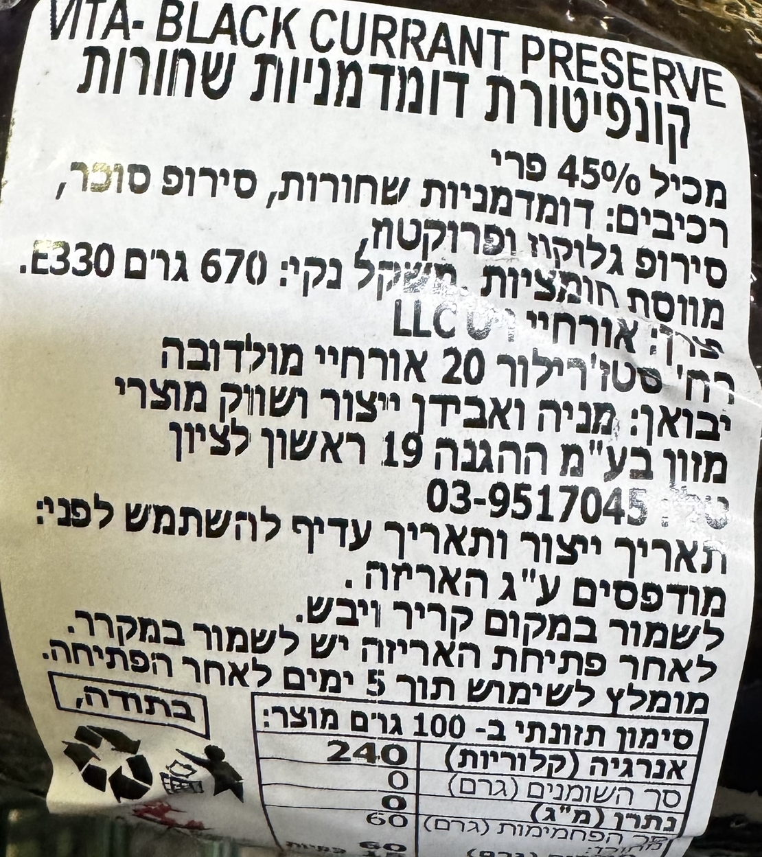 קונפיטורת דומדמניות שחורות