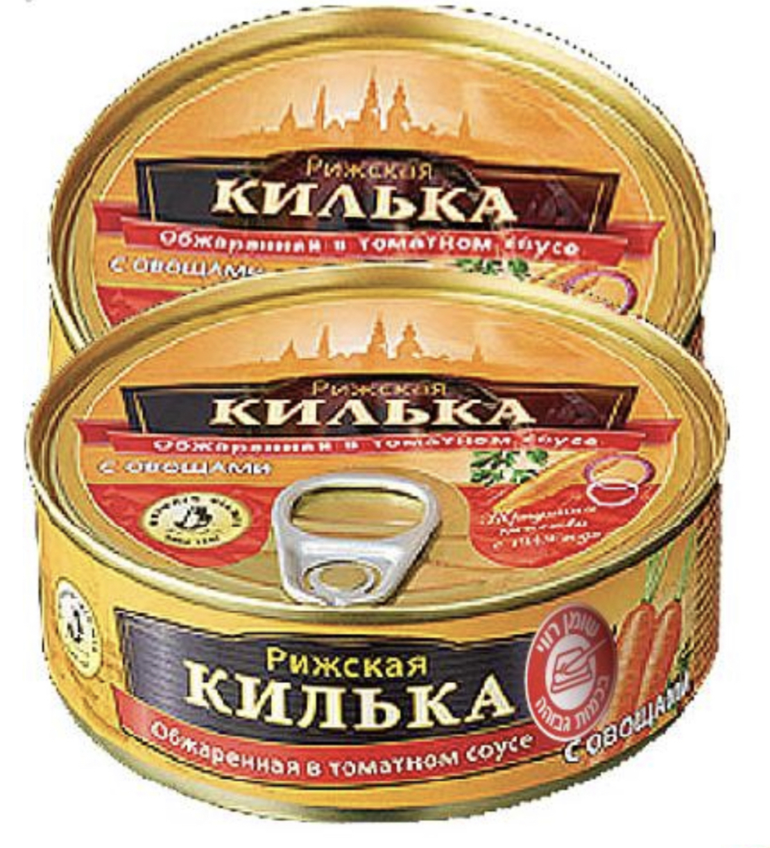 Килька обжаренная в томатном соусе с овощами