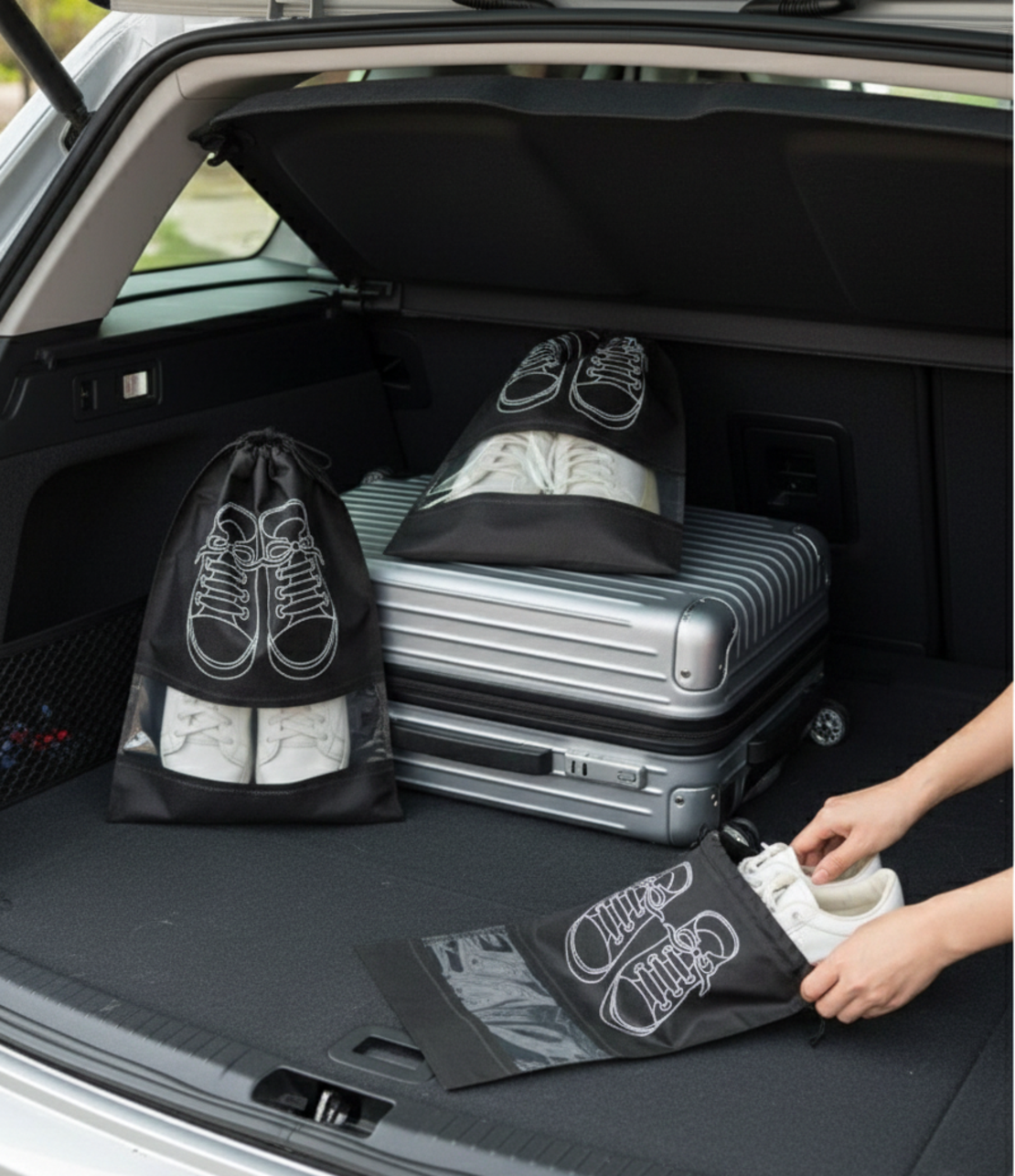 תיק אחסון והגנה לנעליים לנסיעות.