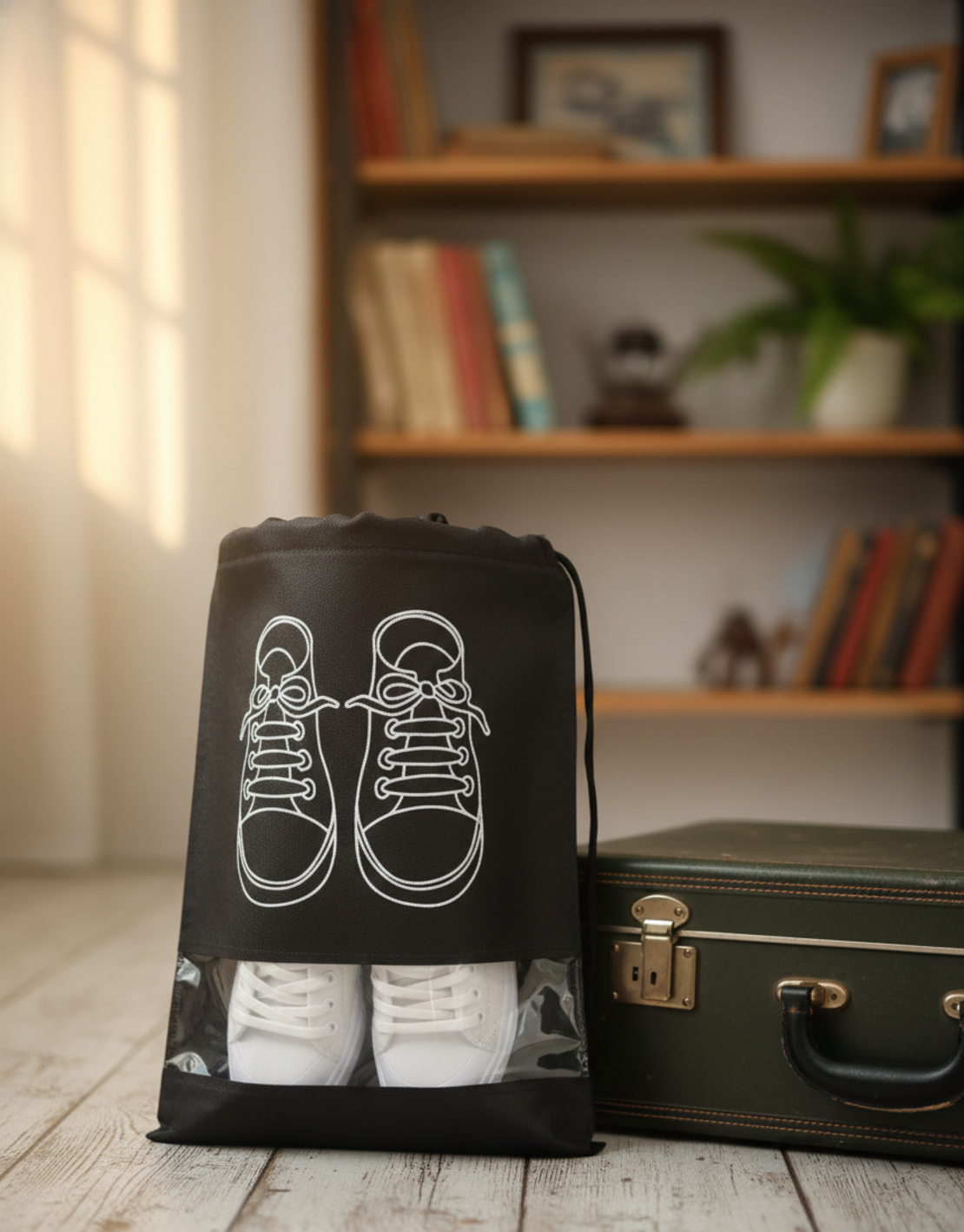 תיק אחסון והגנה לנעליים לנסיעות.