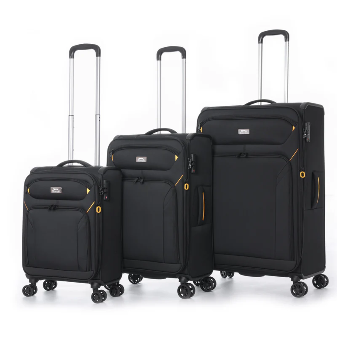 סט מזוודות בד פרמיום שחור מבית המותג SLAZENGER דגם New York II XL.