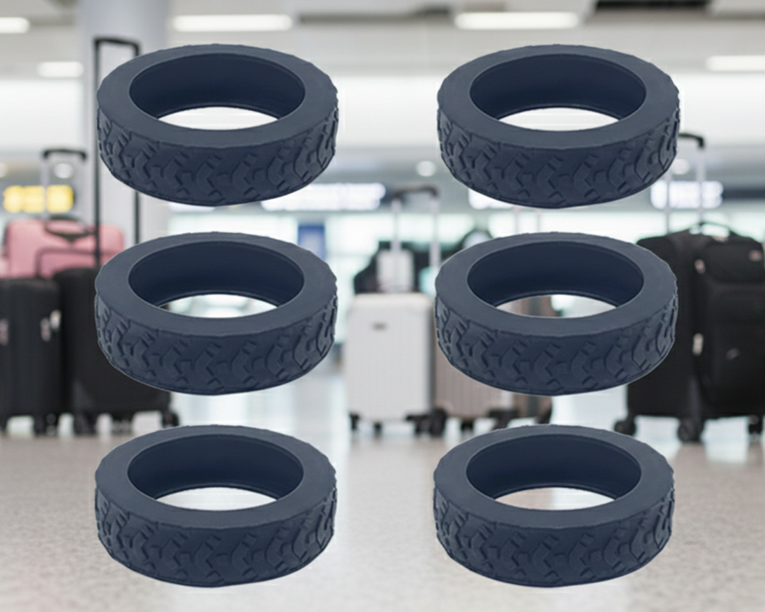 סט 8 יחידות כיסויי גלגלי מזוודות סיליקון.