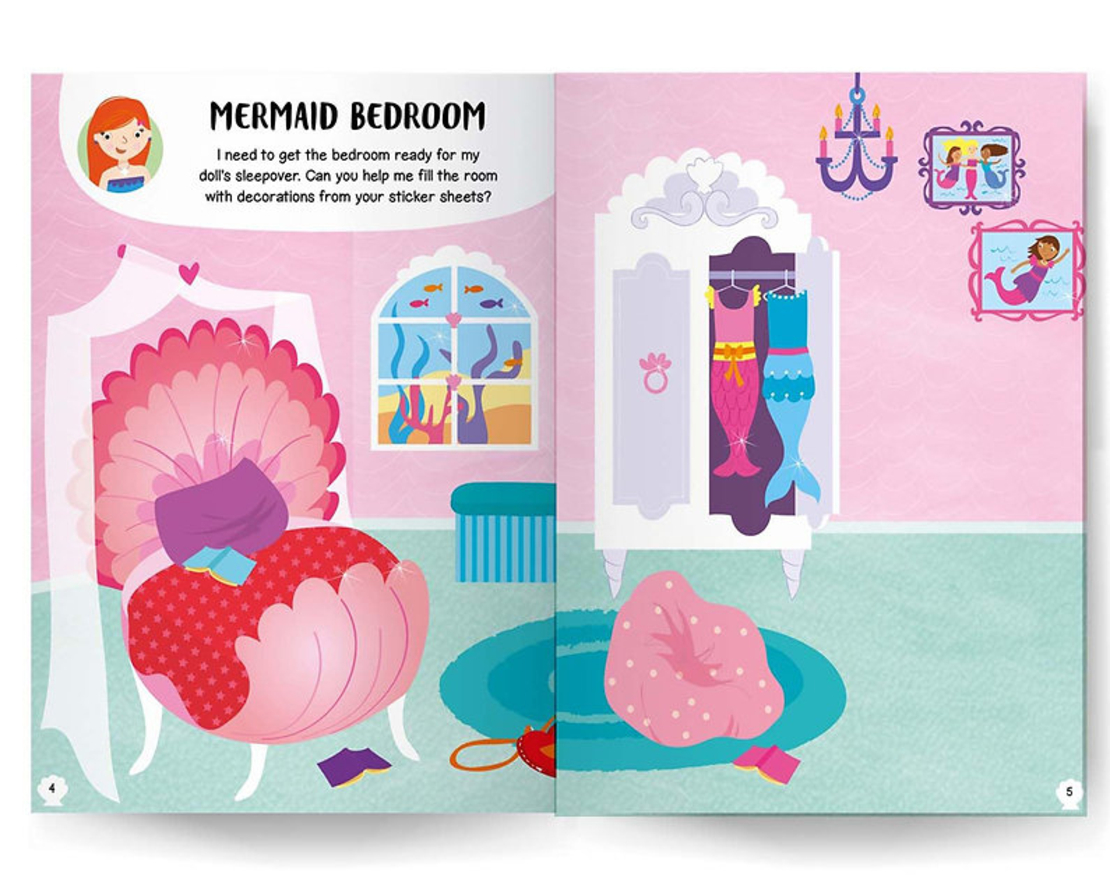 חוברת מדבקות בית בובות - בנות ים!