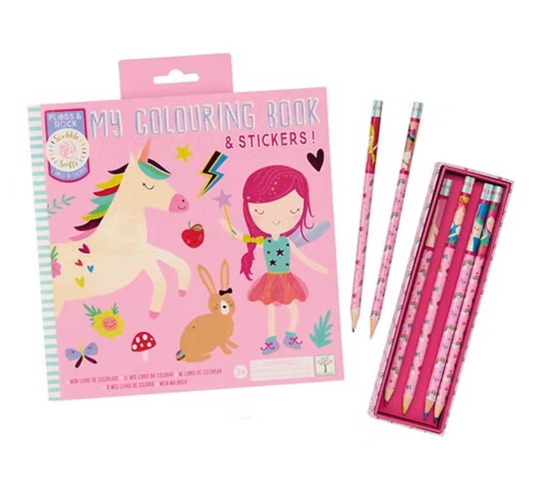 חוברת צביעה ריחנית עם מדבקות פיות קשת בענן!