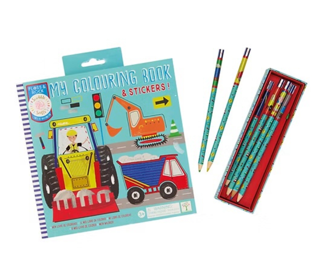 חוברת צביעה ריחנית עם מדבקות אתר בנייה!