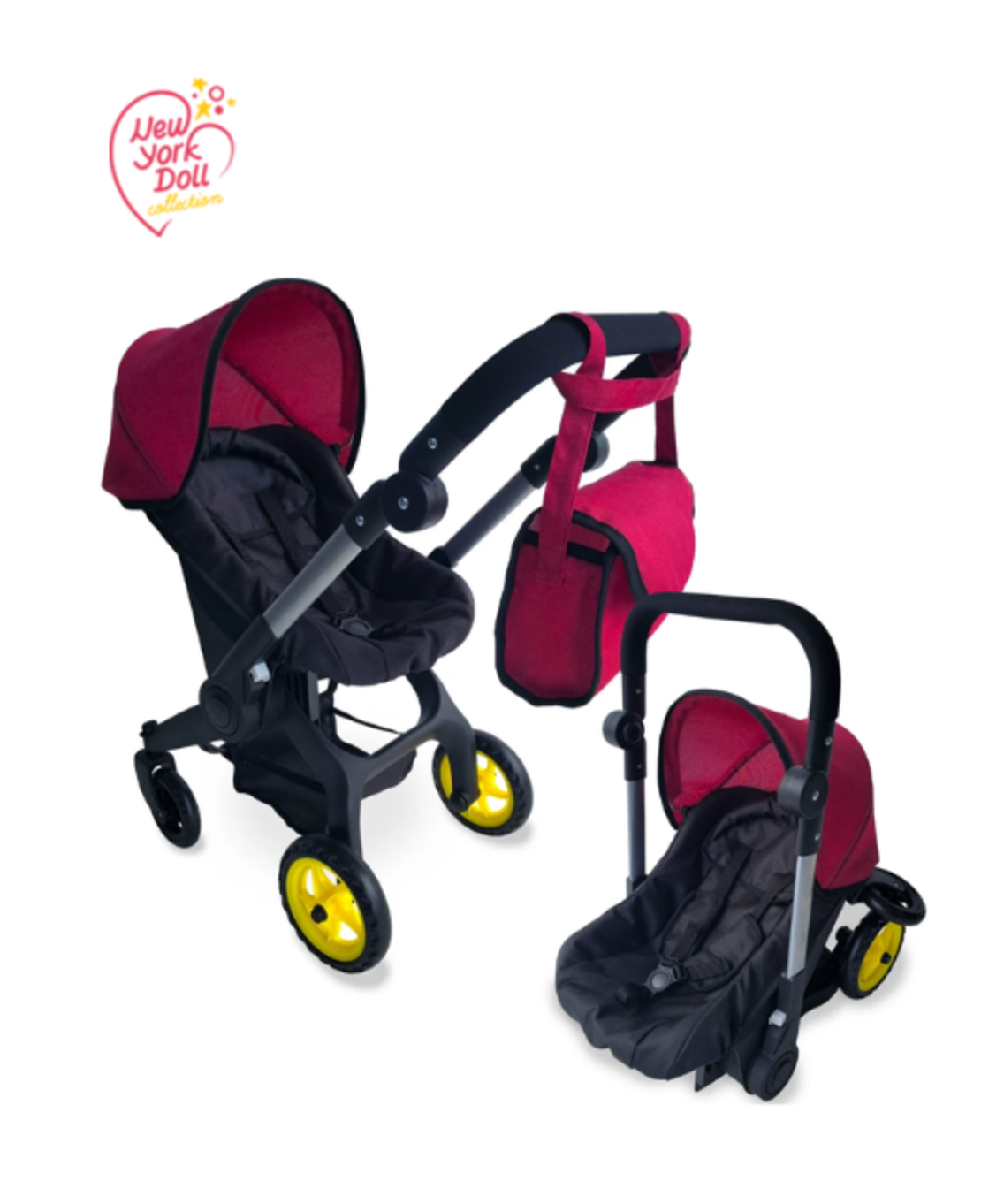 עגלת לבובת ניו יורק דמוי דונה - דגם בורדו