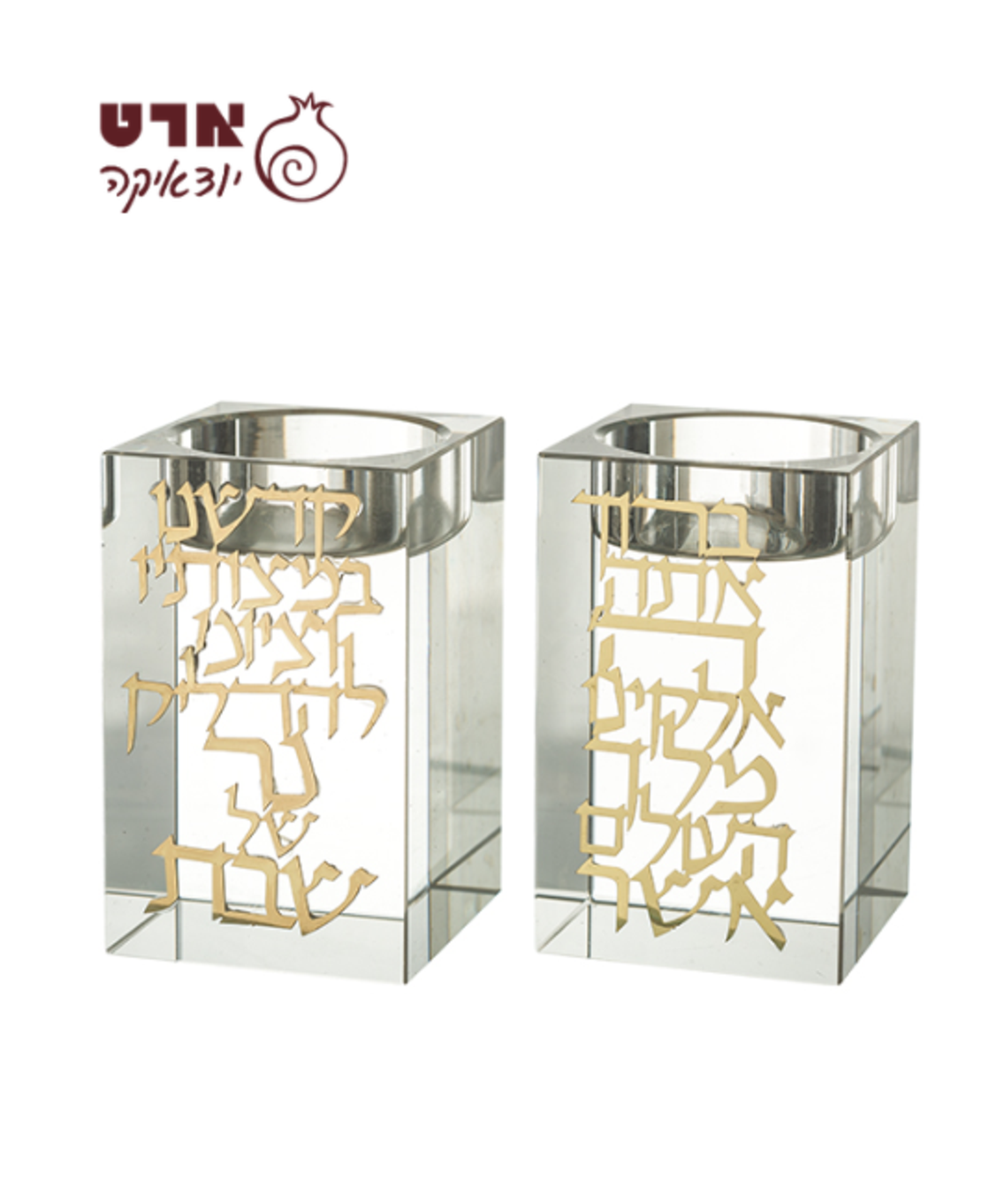 UK81086 זוג פמוטי קריסטל מרובע עם פלקטה 