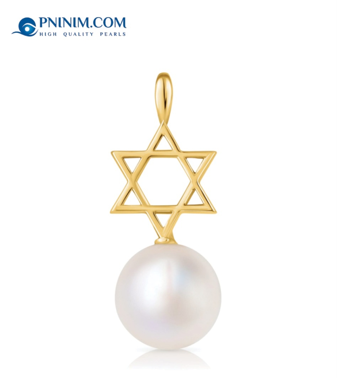 תליון מגן דוד זהב ופנינה