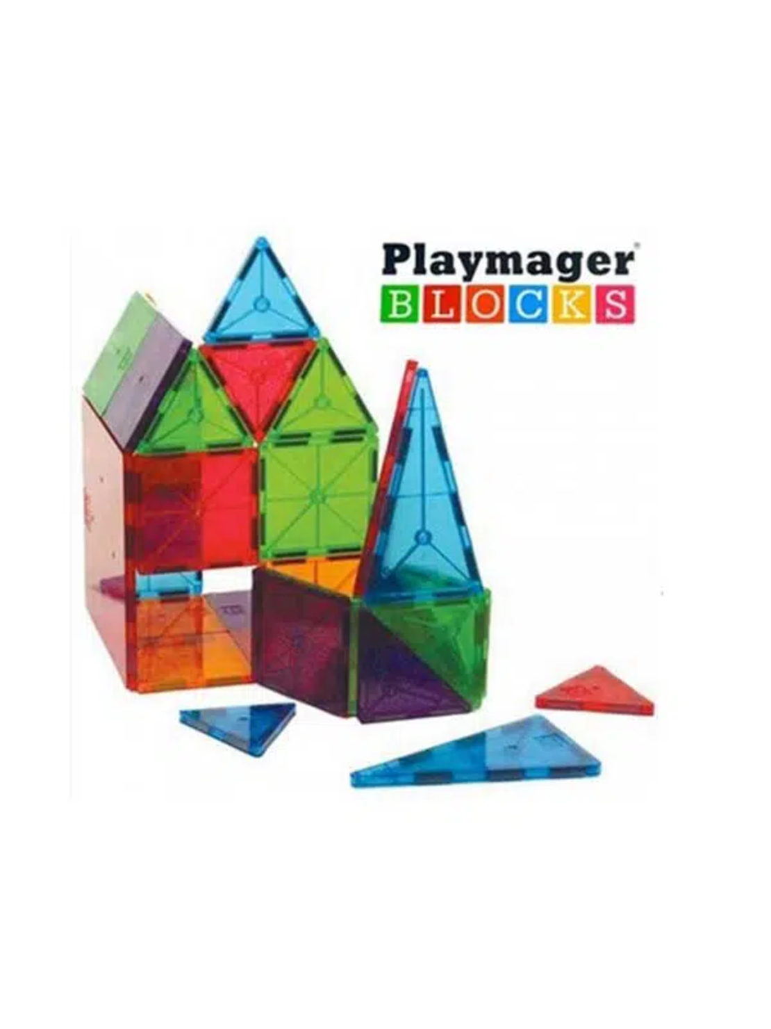 סט פליימאגר 100 חלקים - 100% חלקי מגנט +  8 חלקי בנייה גאומטריים שונים