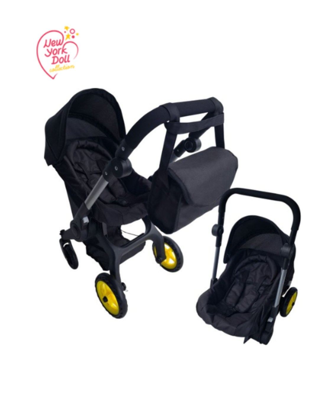 עגלת לבובת ניו יורק דמוי דונה - דגם שחור