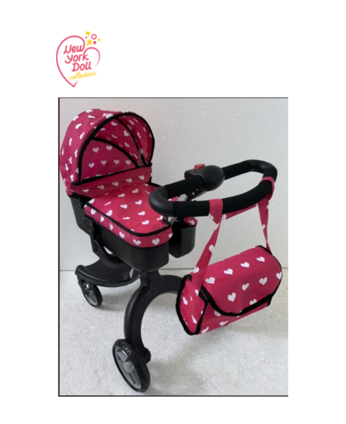 עגלת סטוקי שכיבה - דגם 269 ורוד לבבות