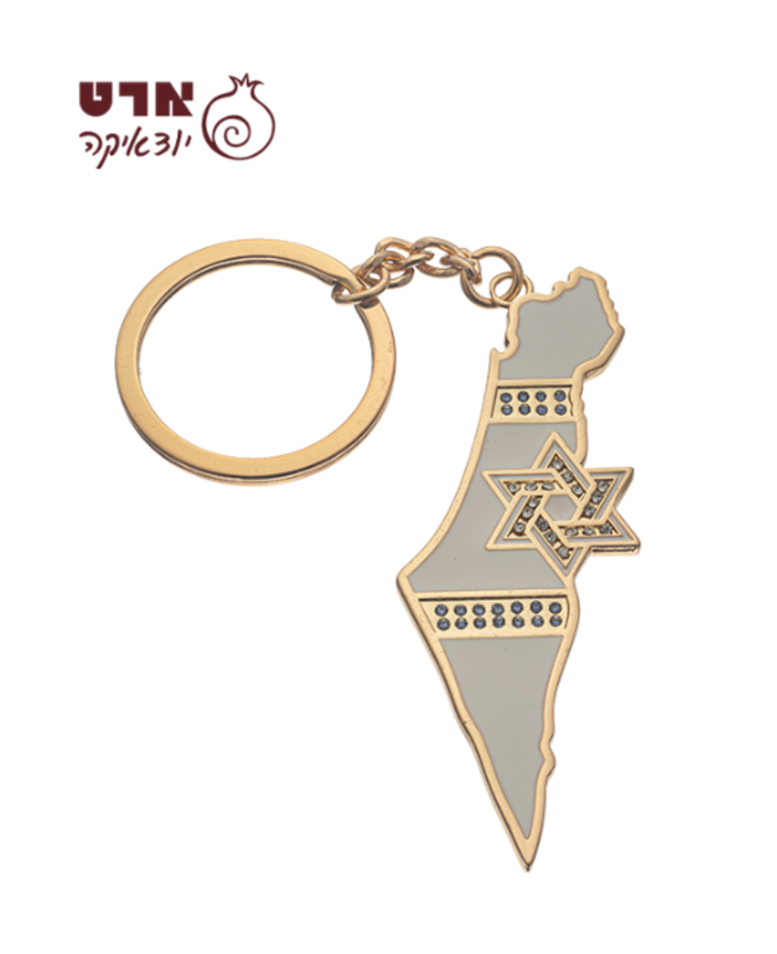 UK42597 מחזיק מפתחות זהב בצורת מפת ישראל 5 ס