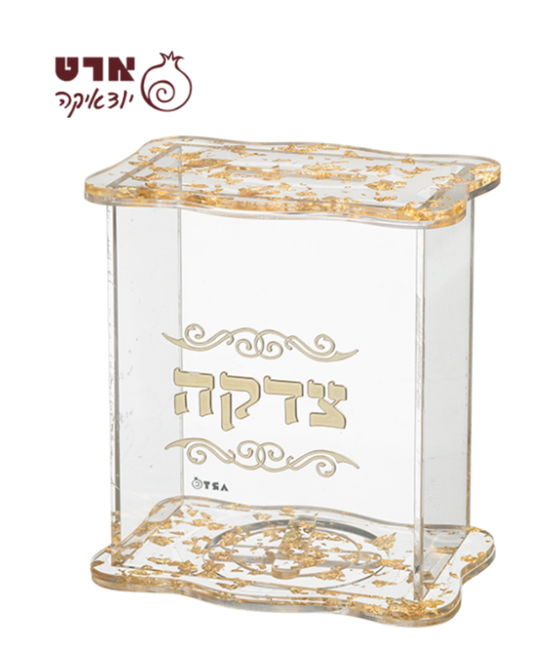 UK42800 קופת צדקה מאקריליק נצנצים זהב 13x13 ס