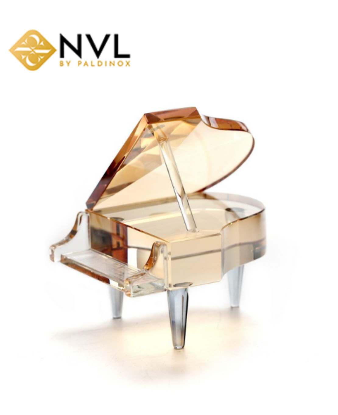 X5814A קישוט פסנתר קריסטל ענבר שילוב אפור 12.5/10 גובה 14 ס