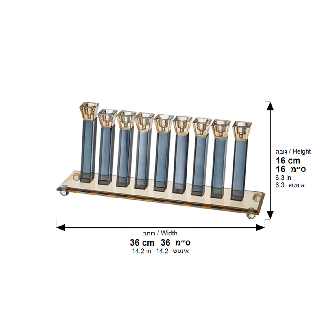 UK41736 חנוכייה קריסטל מהודרת 16X39 ס