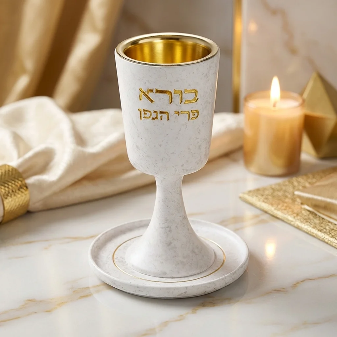 UK82412 גביע קידוש מהודר מפולימר עם רגל ותחתית 15 ס