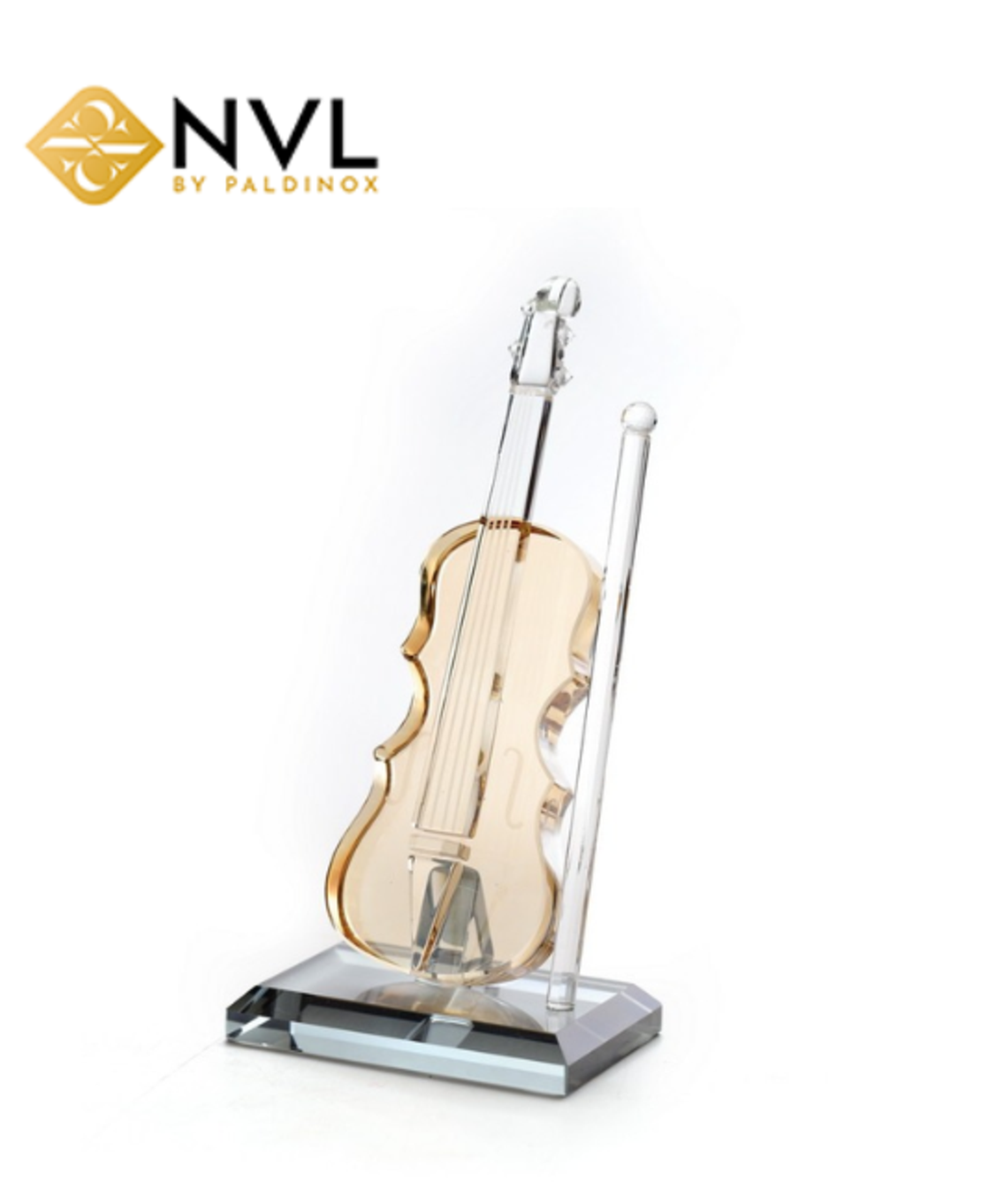 X5813A קישוט כינור קריסטל ענבר שילוב אפור 10/6.5 גובה 22 ס