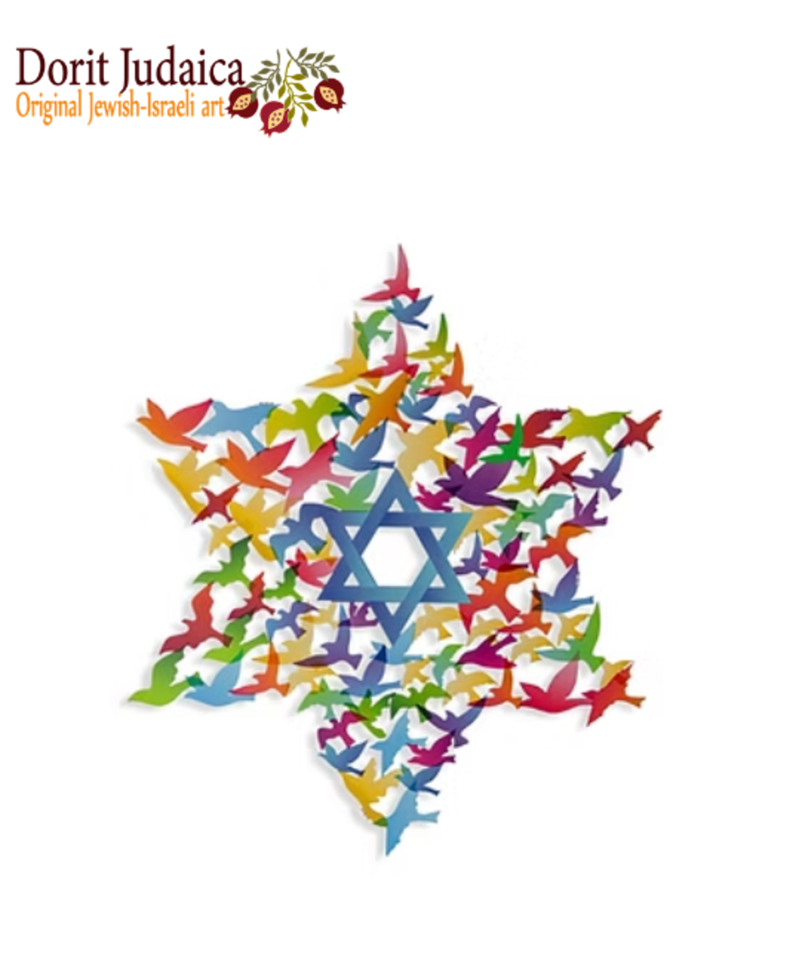 קישוט קיר-מגן דוד -בינוני -דגם ציפורים - MD-BIRDS-M