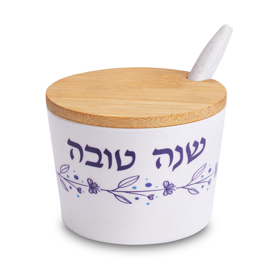 סט קערה + דבשית שנה טובה - עלים כחול