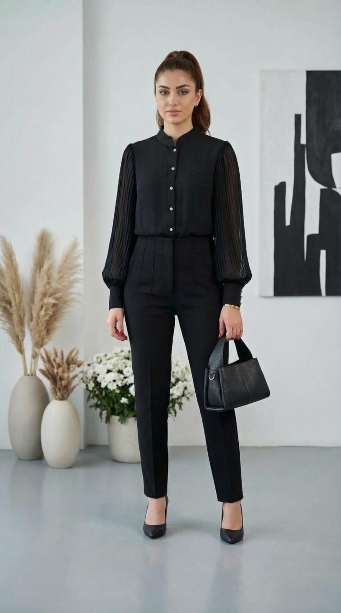 סט שחור אלגנטי לנשים – מראה קלאסי ומודרני