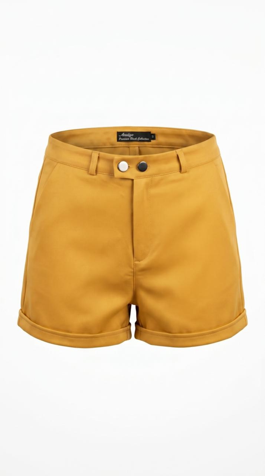 מכנסי שורט מחויטים בצבע חרדל נועז - הגזרה שכל ארון צריכה