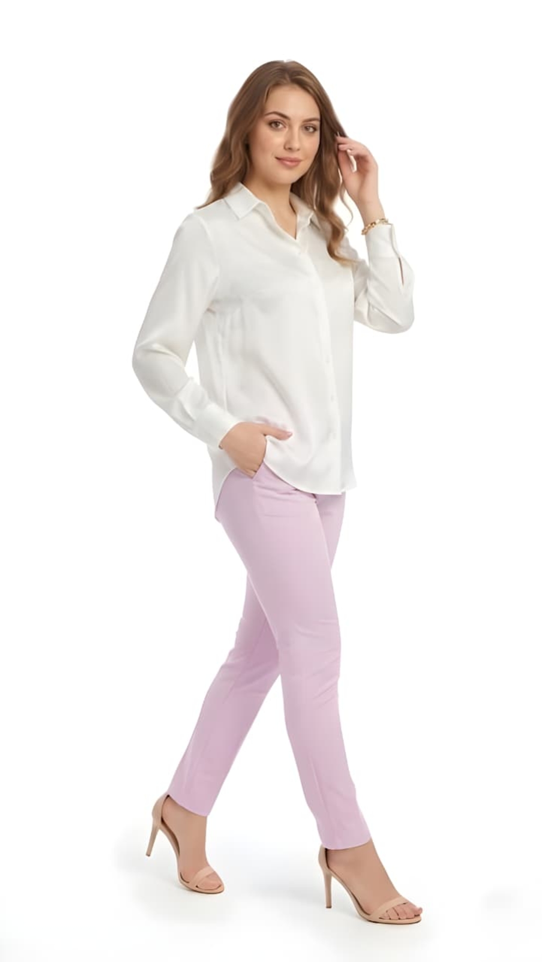 מכנסיים מחויטים בגזרה ישרה - ורוד לילך (Straight-Cut Tailored Trousers)