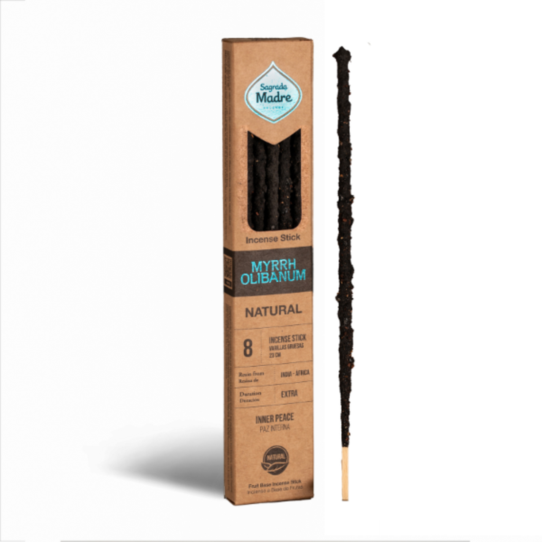 קטורת מקל טבעית מור ולבונה מבית Sagrada Madre לטיהור אנרגטי והגנה רוחנית