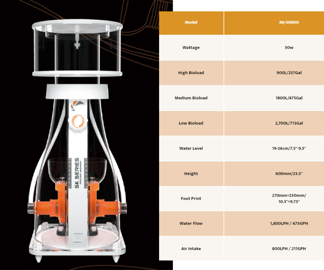 פורק חלבונים מקספקט גאמפ MJ SK800 (900-2,700 ליטר) - Maxspect Jump Protein Skimmer