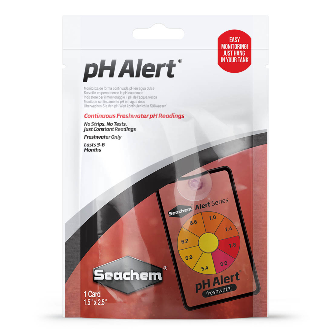 בדיקה נצמדת להצגת רמת החומציות pH אלרט סיכם - Seachem pH Alert