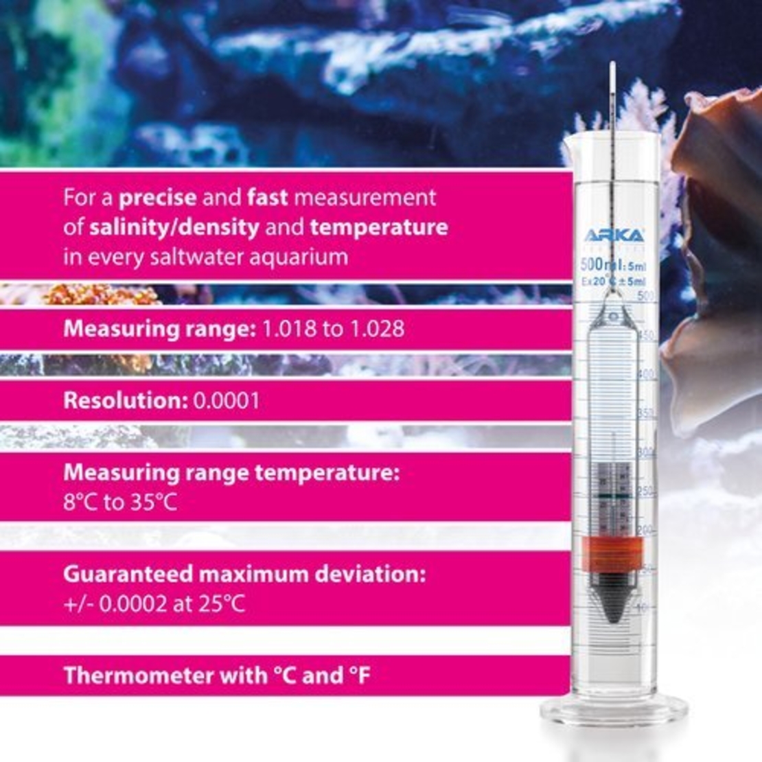 הידרומטר מצוף מד מליחות מדויק ארקה - ARKA Hydrometer Salinity Tester buoy