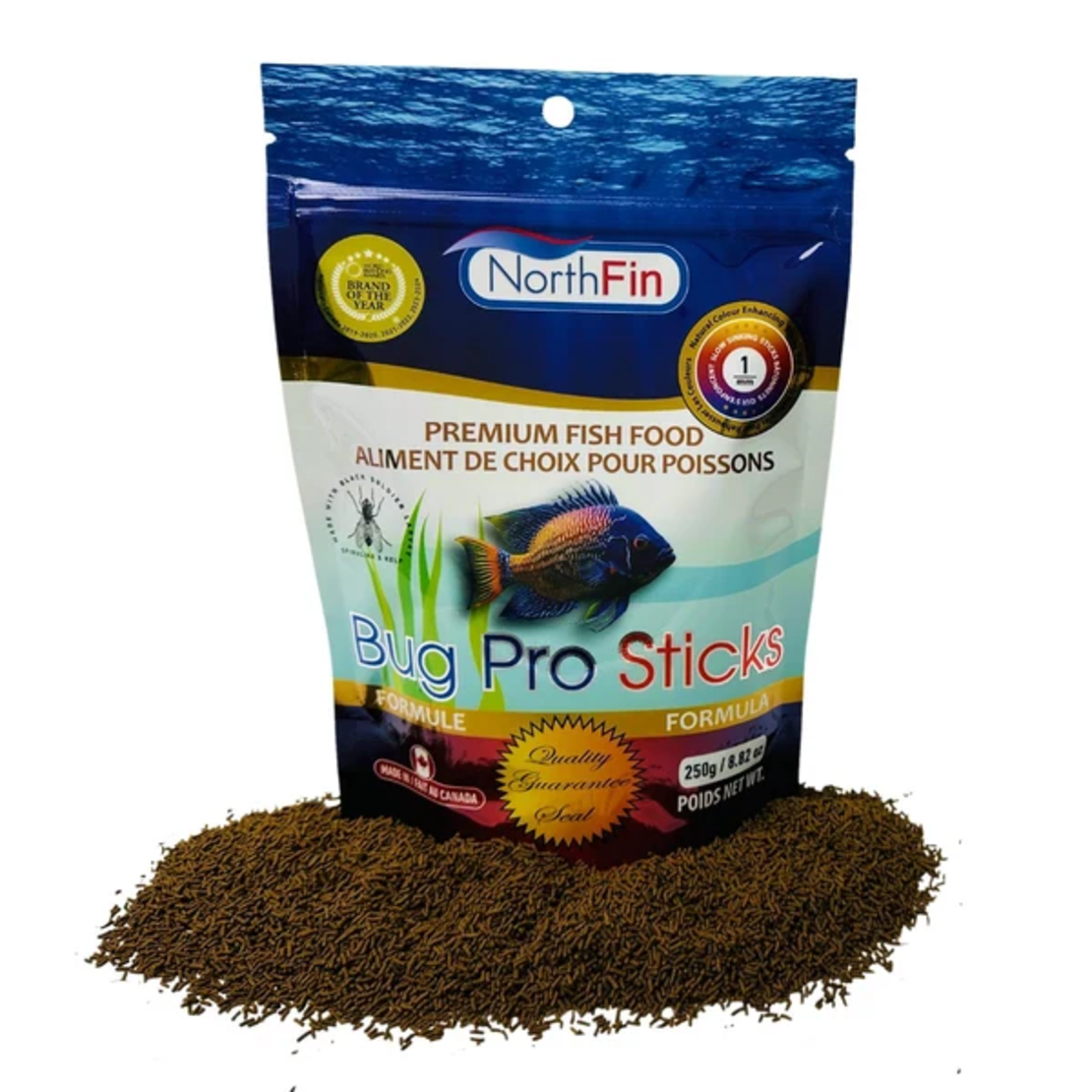 מזון לדגים באג פרו מקלונים נורת' פין 250 גרם  - NorthFin BUG PR0 STICKS